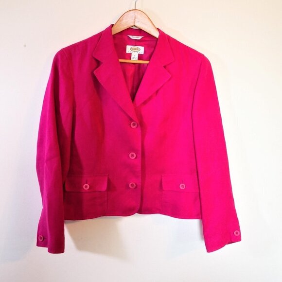 Talbots 100% Irish Linen Jacket Pink-Size 8 Petites - Picture 1 of 4
